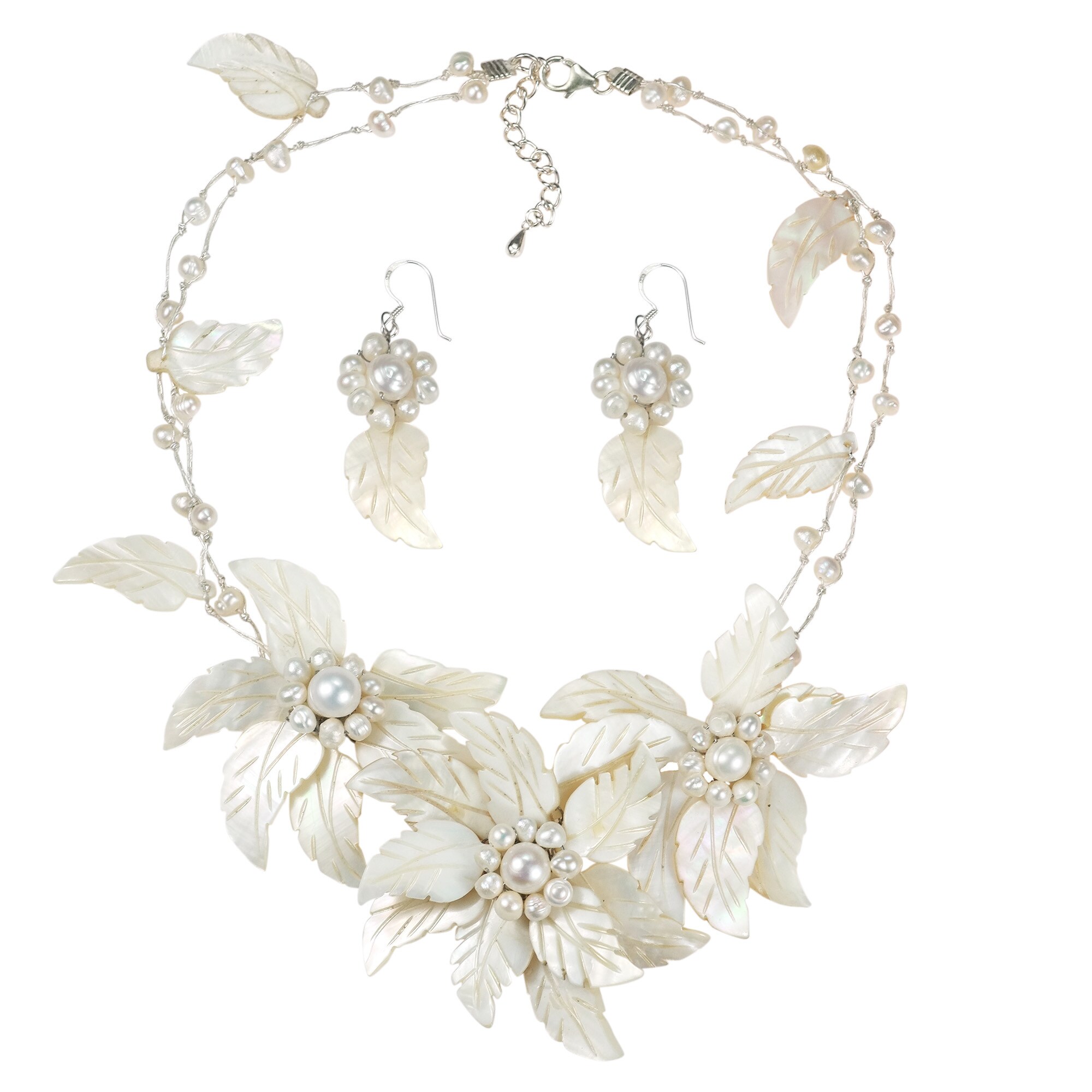 mother of pearl flower necklace