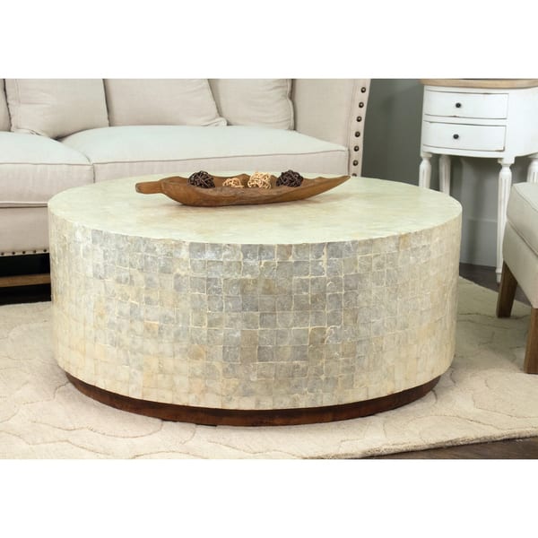 Decorative Monument Natural OffWhite Round Coffee Table by East at