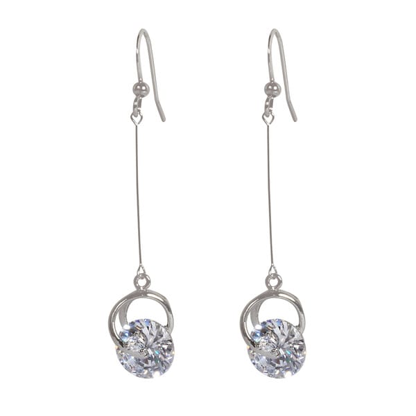Nexte Jewelry Open Set Spinning Cubic Zirconia Solitaire Dangle Nexte Jewelry Open Set Spinning Cubic Zirconia Solitaire Dangle Earrings Silver