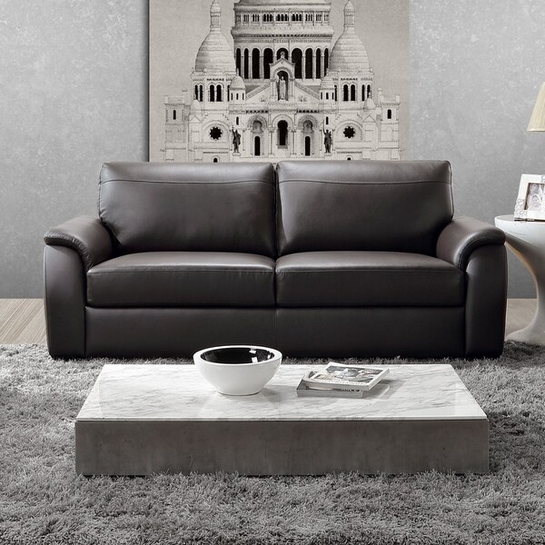 Abbyson Ashton Top Grain Leather Brown Sofa