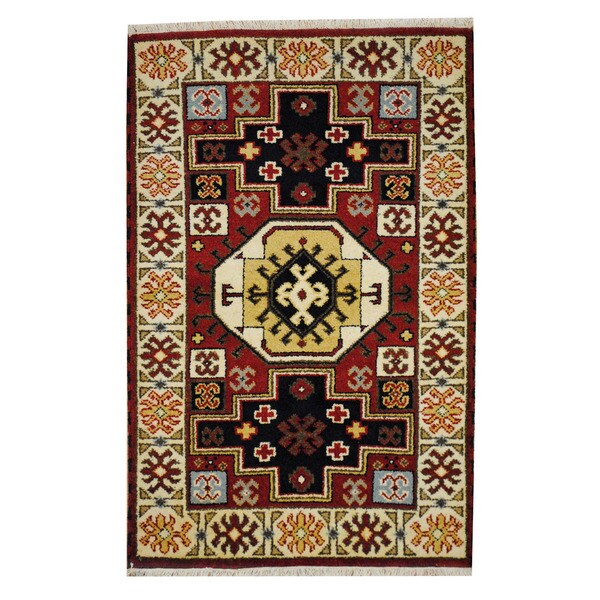Handmade Kazak Wool Rug (India) - 3'3 x 5'2