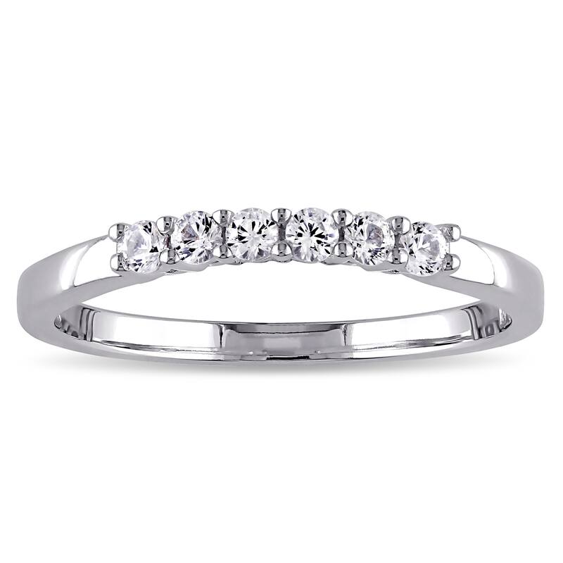 Miadora 10k White Gold Created White Sapphire Anniversary Ring