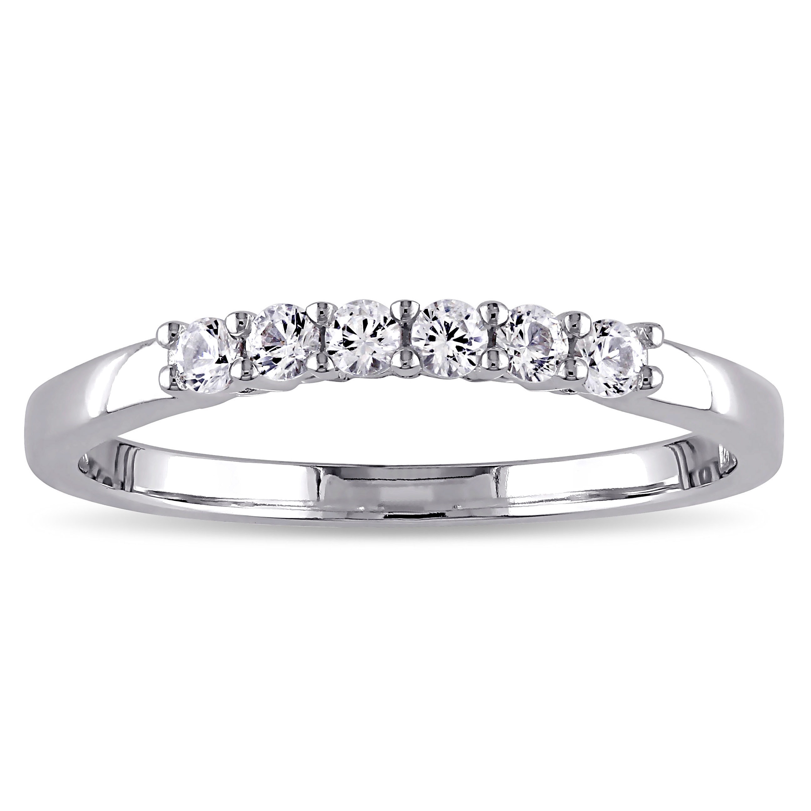 Miadora 10k White Gold Created White Sapphire Anniversary Ring