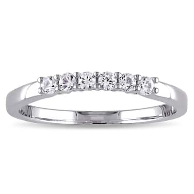 Miadora 10k White Gold Created White Sapphire Anniversary Ring