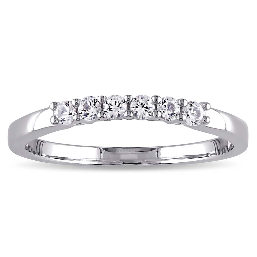 Miadora 10k White Gold Created White Sapphire Anniversary Ring