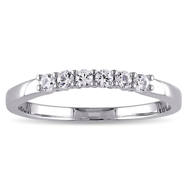 Miadora 10k White Gold Created White Sapphire Anniversary Ring