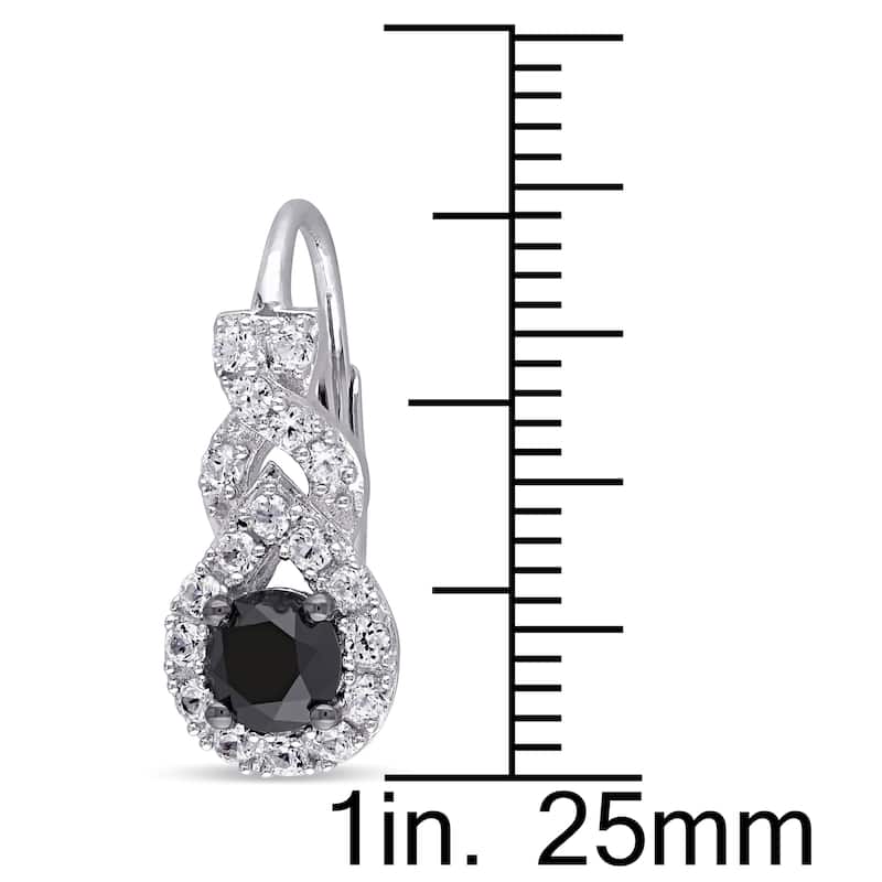 Miadora Sterling Silver Created White Sapphire and 1ct TDW Black Diamond Earrings