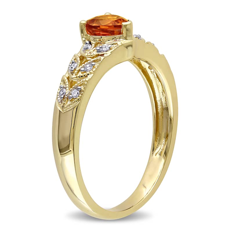 Miadora 10k Yellow Gold Orange Sapphire and Diamond Accent Heart Ring