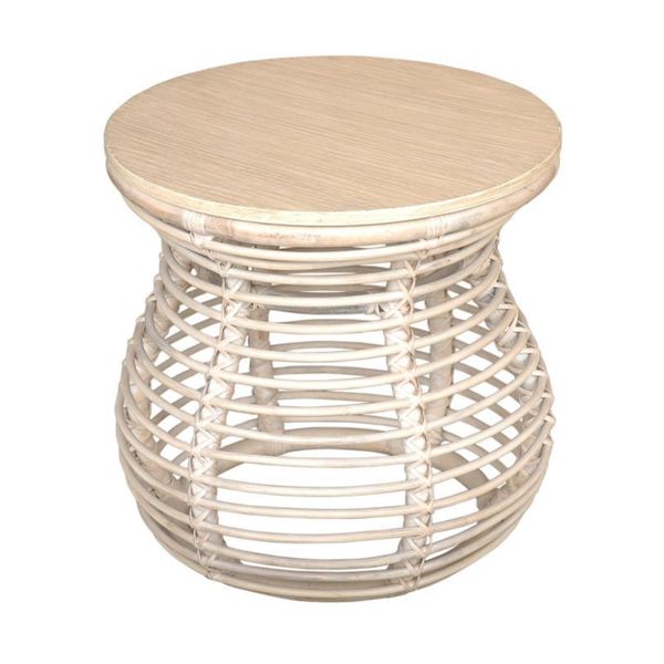 Decorative Leaburg Casual Off White Round Accent Table