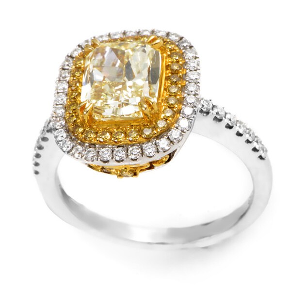Shop 18k Two-tone Gold 2 5/8ct TDW Yellow and White Certified Diamond ...