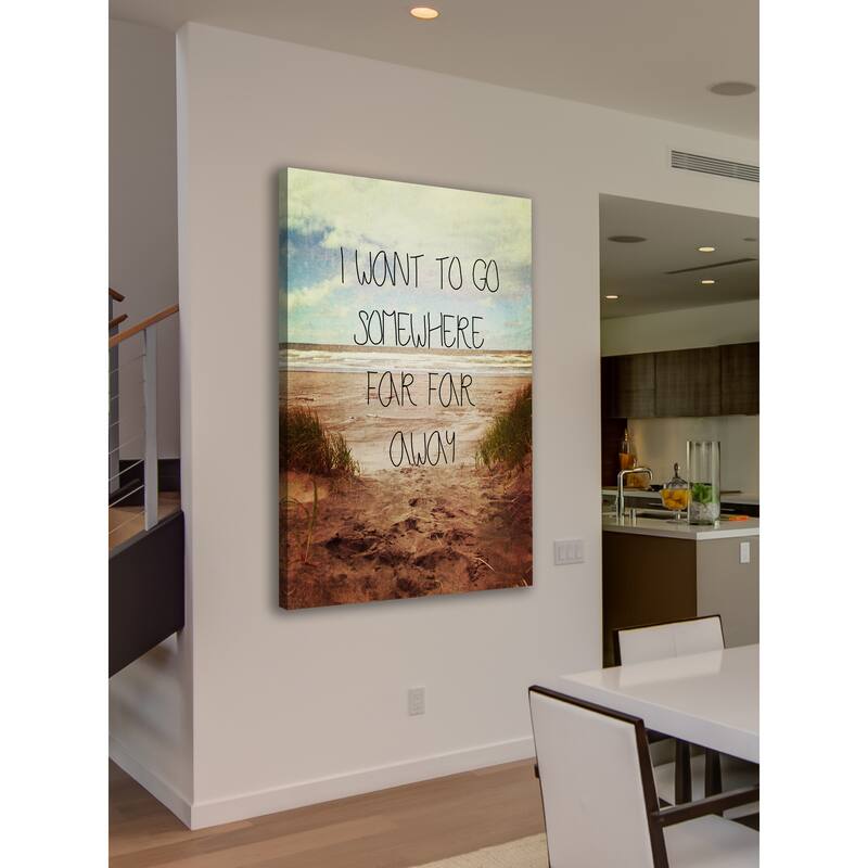 Marmont Hill 'I Want To Go Somewhere Far Away' Canvas Art - Multi-Color