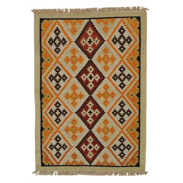 Reversible Anatolian Kilim Oriental Handmade Rug - 4'1 x 5'10