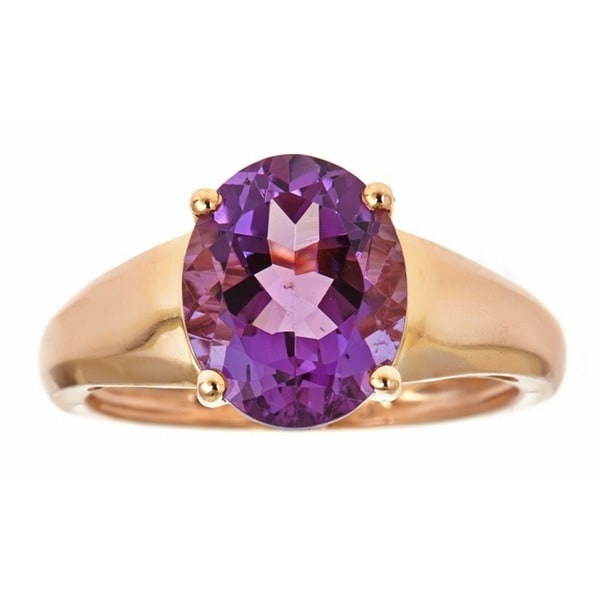 Shop Anika and August 14k Rose Gold Oval-cut Amethyst Solitaire Ring ...