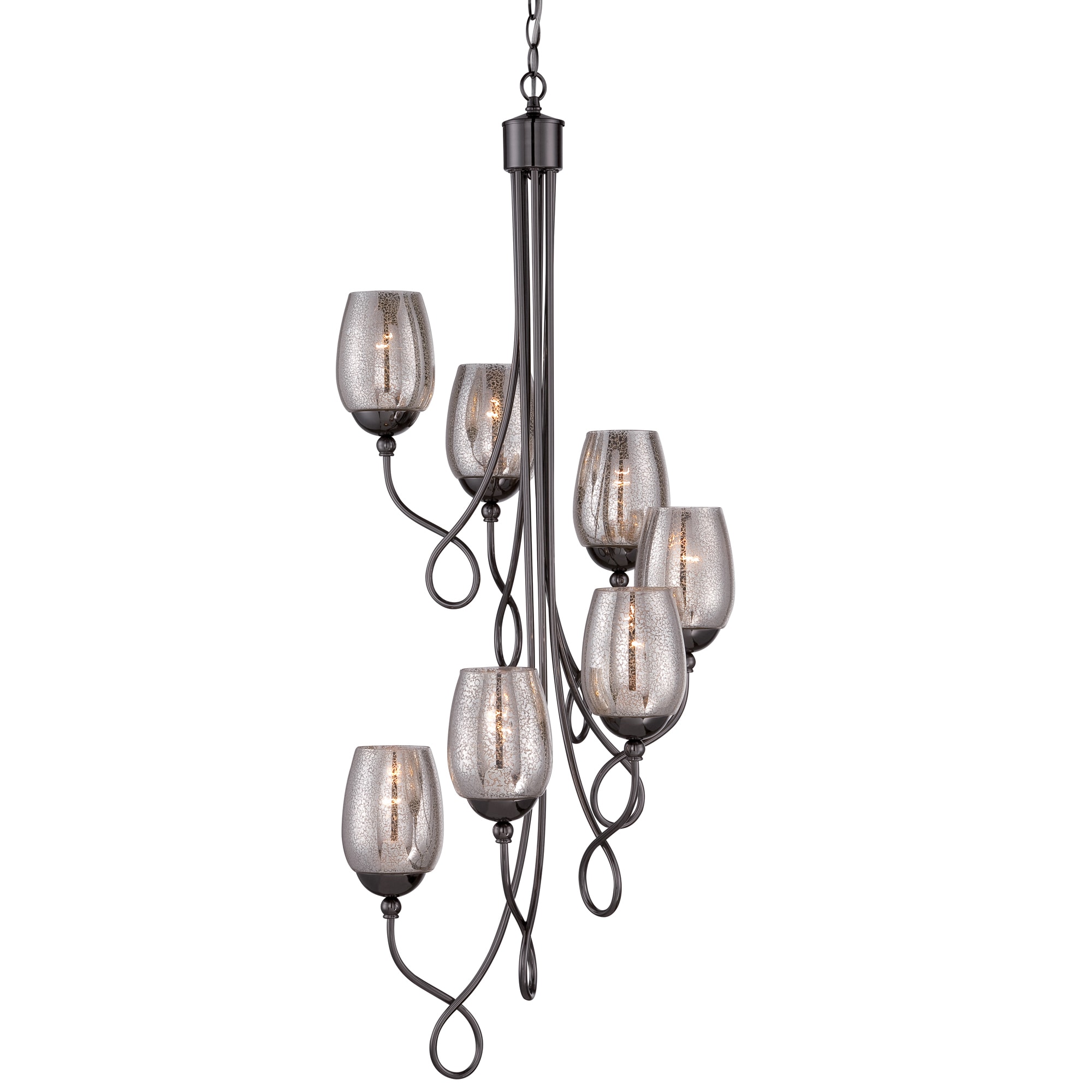 Varaluz Emma 7-light Foyer Chandelier (Black Chrome, Mercury) - Chandeliers For Bedrooms by Overstock.com