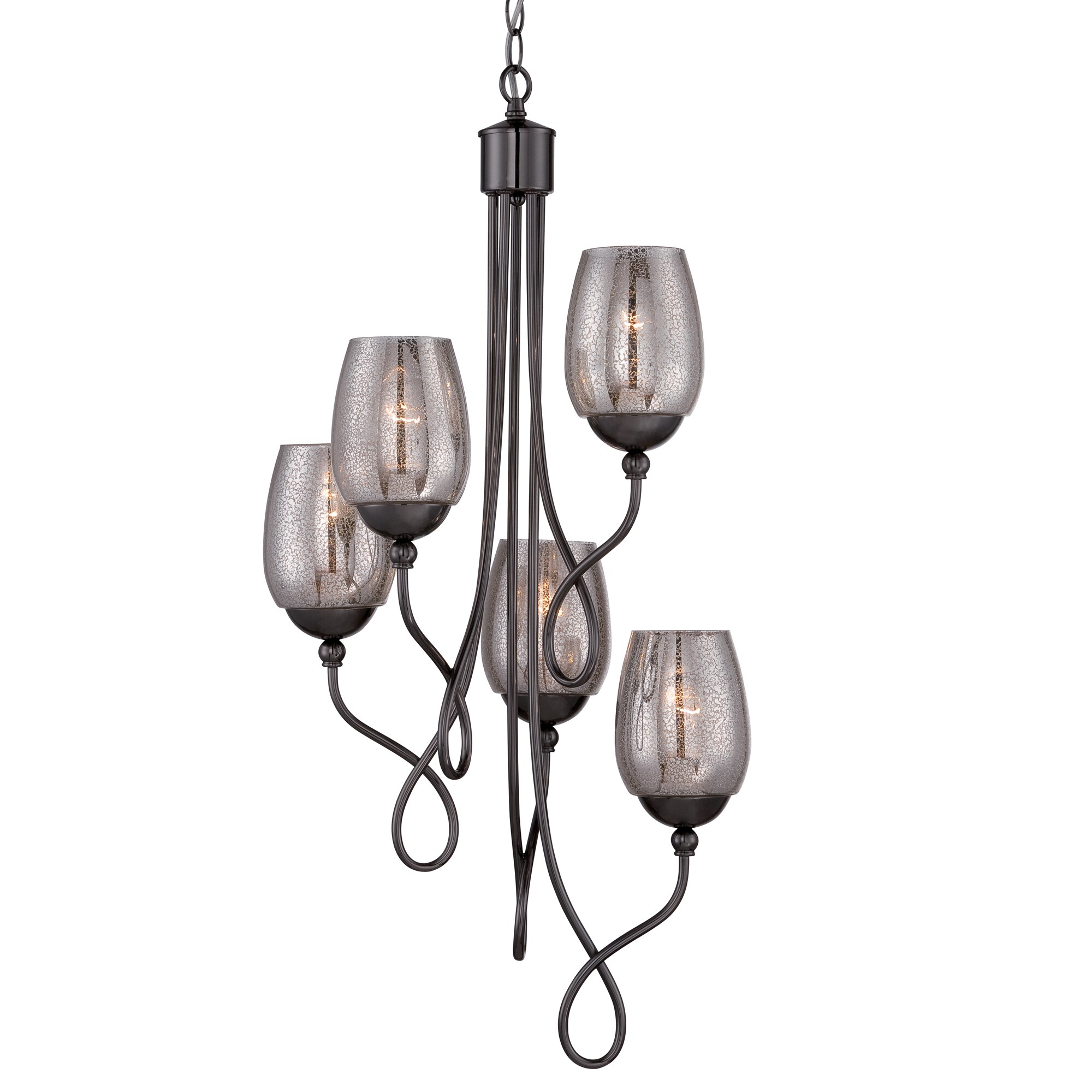 Varaluz Emma 5-light Foyer Chandelier (Black Chrome, Mercury) - Chandeliers For Bedrooms by Overstock.com