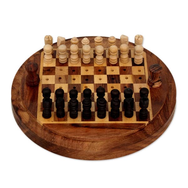 Handmade Chess Board, Wooden, 3 in one