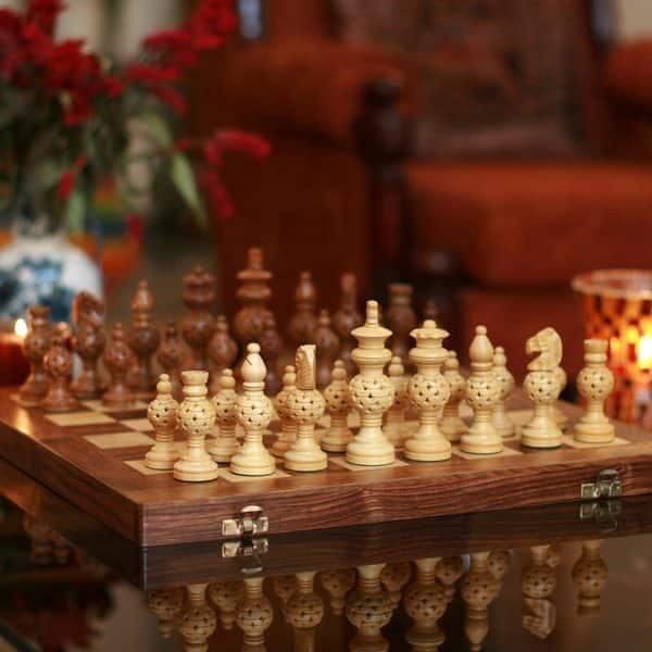 Handmade Chess Board, Wooden, 3 in one