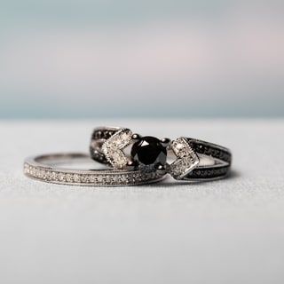 miadora sterling silver black rhodium 1 18ct tdw black and white diamond split shank - Black And Silver Wedding Rings miadora sterling silver black rhodium 1 18ct tdw black and white diamond split shank - Black And Silver Wedding Rings