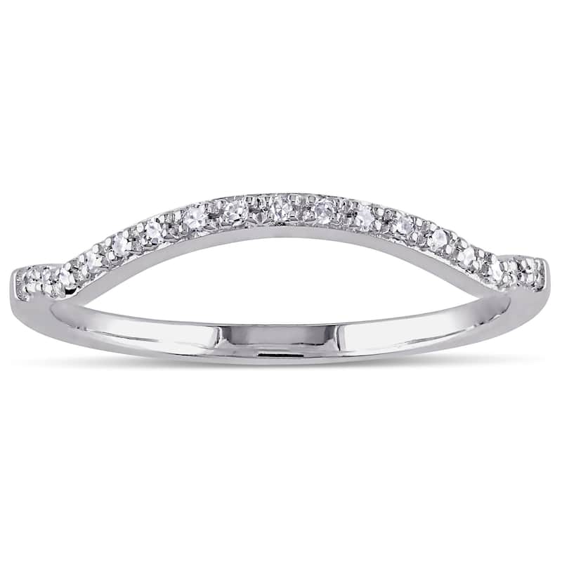 Miadora 10k White Gold Diamond Accent Contour Anniversary-style Stackable Wedding Band (G-H, I1-I2)
