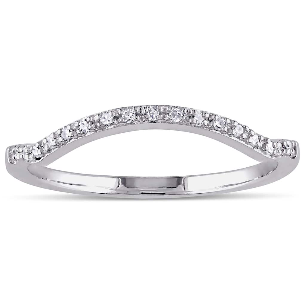 Miadora 10k White Gold Diamond Accent Contour Anniversary-style Stackable Wedding Band (G-H, I1-I2)