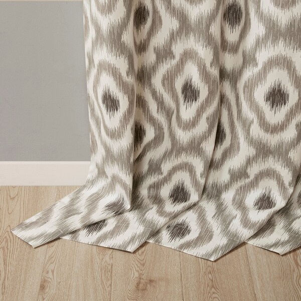 INK+IVY Ankara Cotton 50" x 63" Ikat-Print Grommet Panel in Taupe 