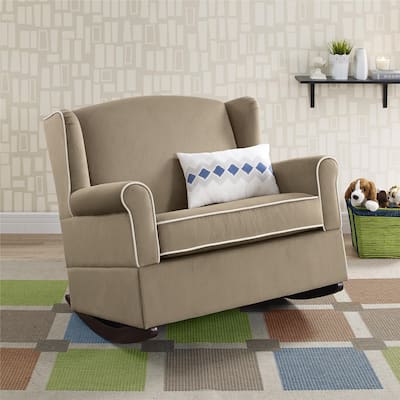 Baby Relax Lainey Taupe Wingback Chair-and-a-half Rocker