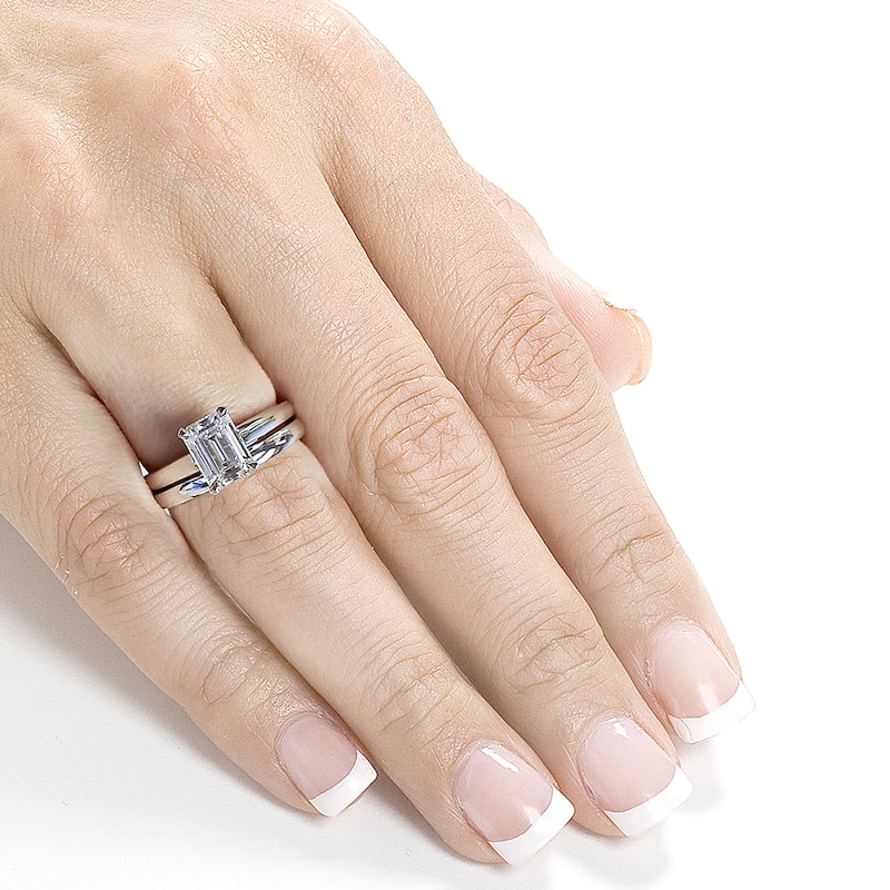 Annello by Kobelli White Gold 1ct. Solitaire Emerald-cut Moissanite Bridal Set
