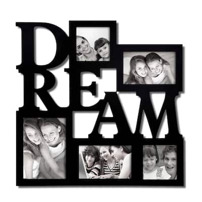 Adeco Decorative Black Wood 'Dream' Wall Hanging Picture Photo Frame Collage