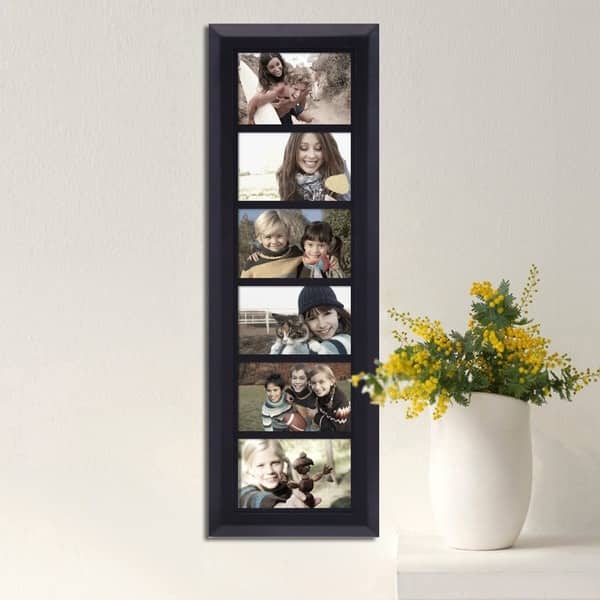 Adeco Decorative Black Wood Wall Hanging Collage Picture Photo Frame, 12 Opening