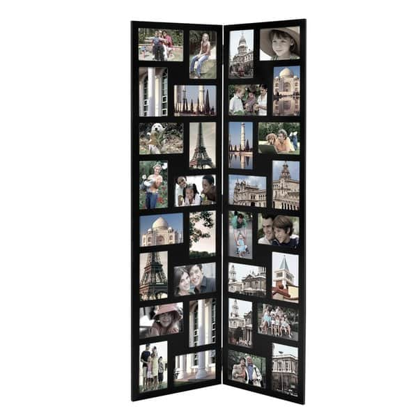 Adeco Black Wood Hinged Folding Screen-Style Collage Picture Photo ...