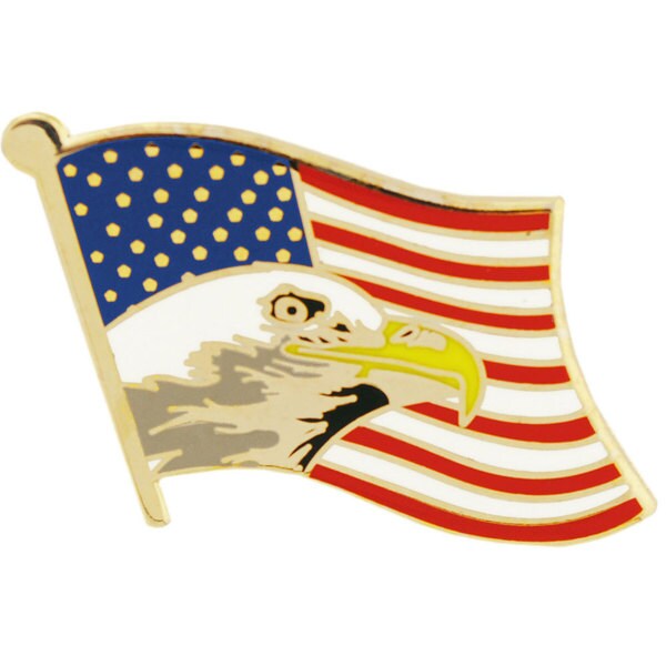 United States Flag With Bald Eagle Pin