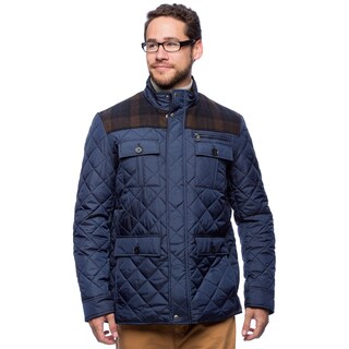 Cole Haan Men's 29.5-inch Plaid Wool Mixed Media Multi-pocket Jacket