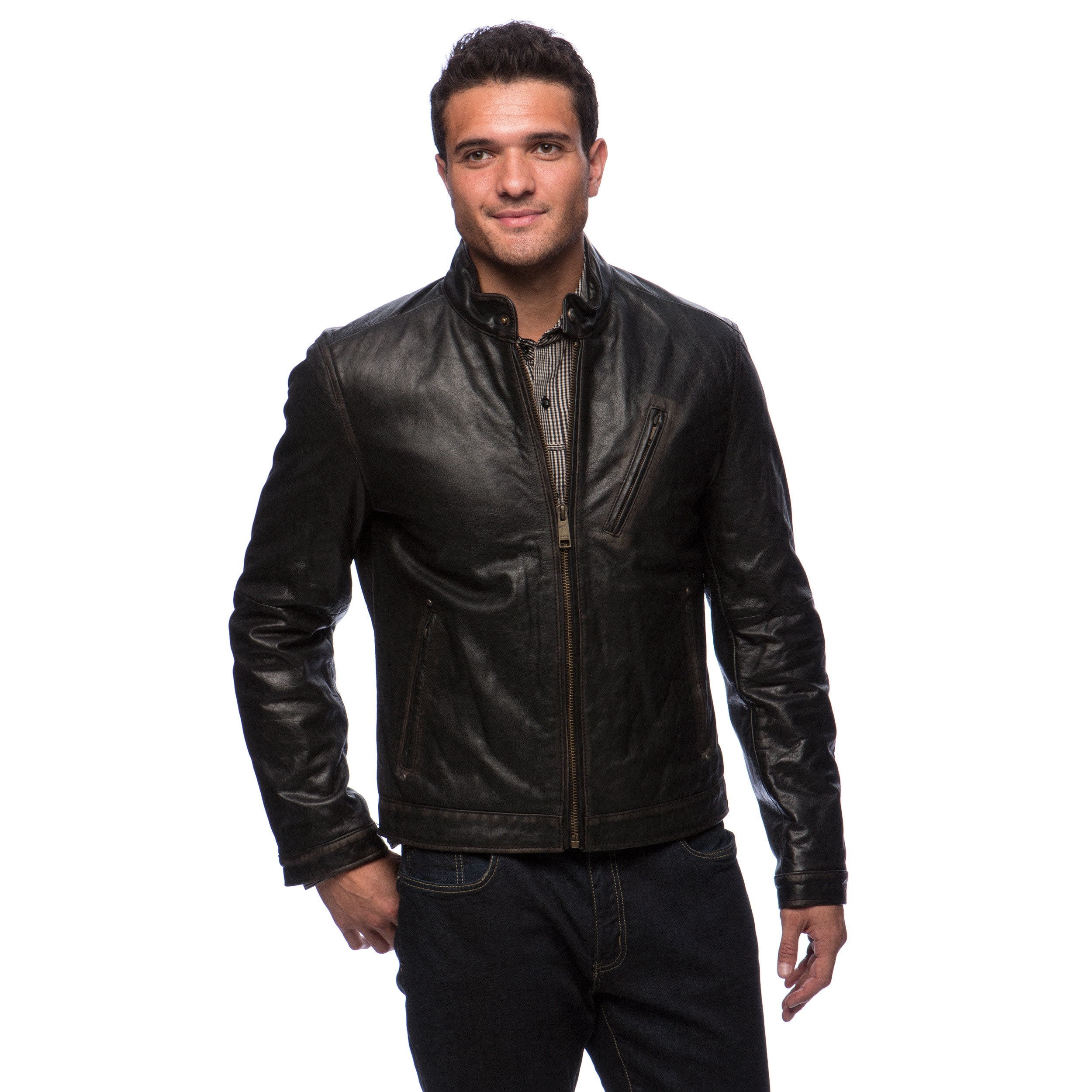 marc new york men's leather moto jacket