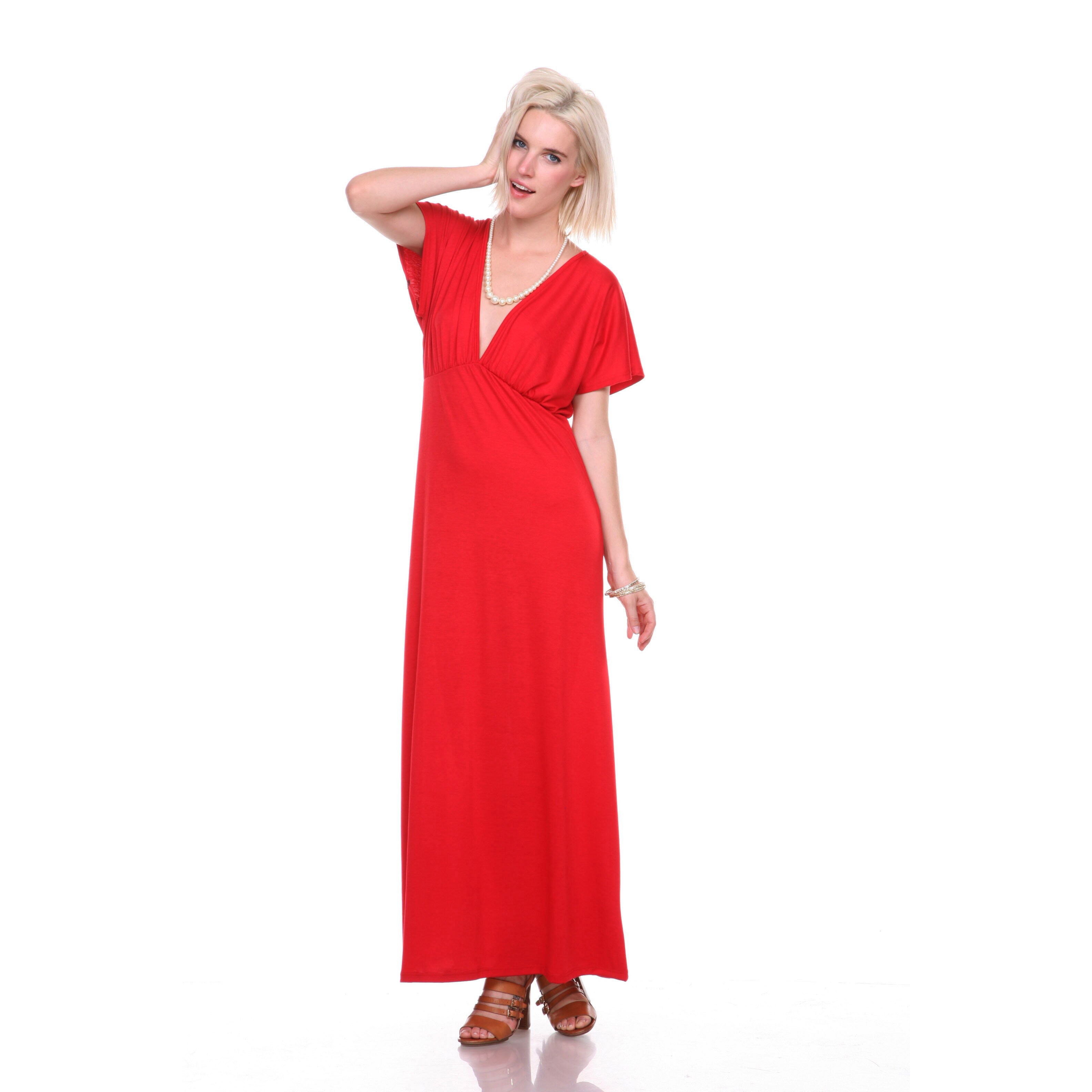 red short sleeve maxi dress