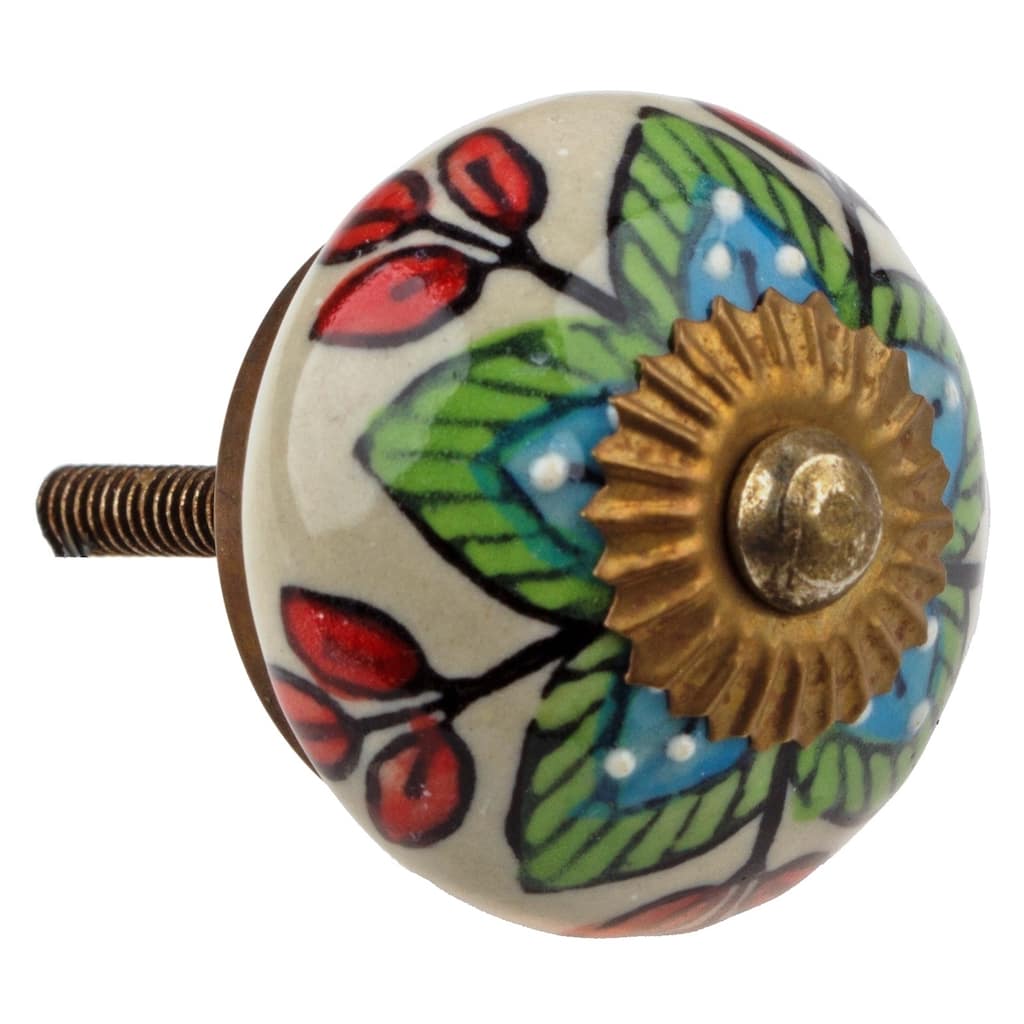 GlideRite Hand Painted 1.5-inch Ceramic Round Cabinet Furniture Knob (Pack of 10 or 25)