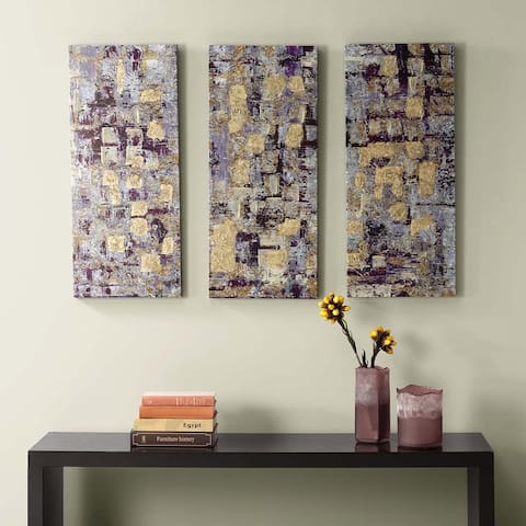 Madison Park Gilded Violet Gel Coat Printed Canvas 3-piece Set