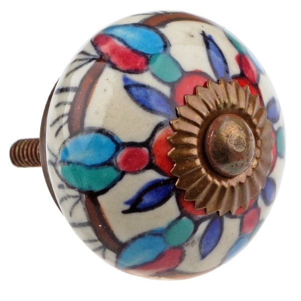 GlideRite Hand Painted 1.5 inch Ceramic Round Cabinet Furniture Knob