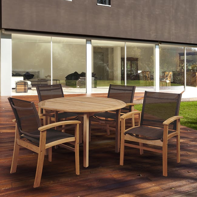 Amazonia Teak Luna 5-piece Round Patio Dining Set - 5 Piece