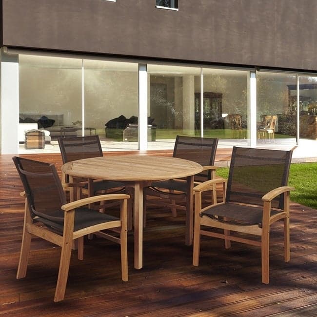Amazonia Teak Luna 5-piece Round Patio Dining Set - 5 Piece - Brown
