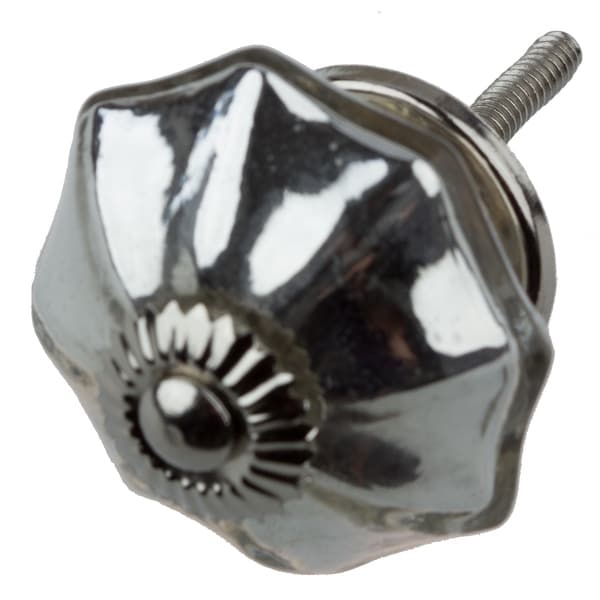 Antique Chrome Color Mercury Glass Distressed Dresser Knob Cabinet Pull Pack of 10