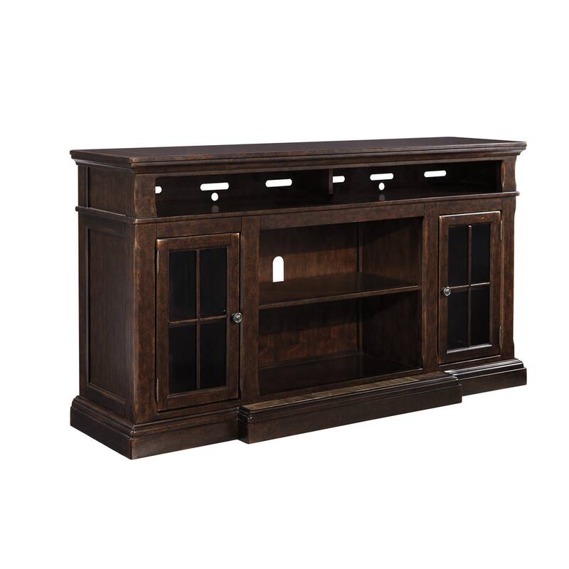 Roddinton Casual XL TV Stand w/Fireplace Option Dark Brown