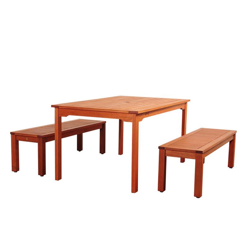 Amazonia Padua 3 piece Eucalyptus Rectangular Patio Dining Set - 3 Piece