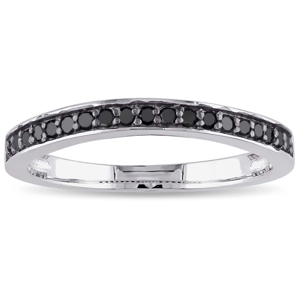 Miadora Sterling Silver 1/5ct TDW Black Diamond Anniversary Style Stackable Wedding Band Ring
