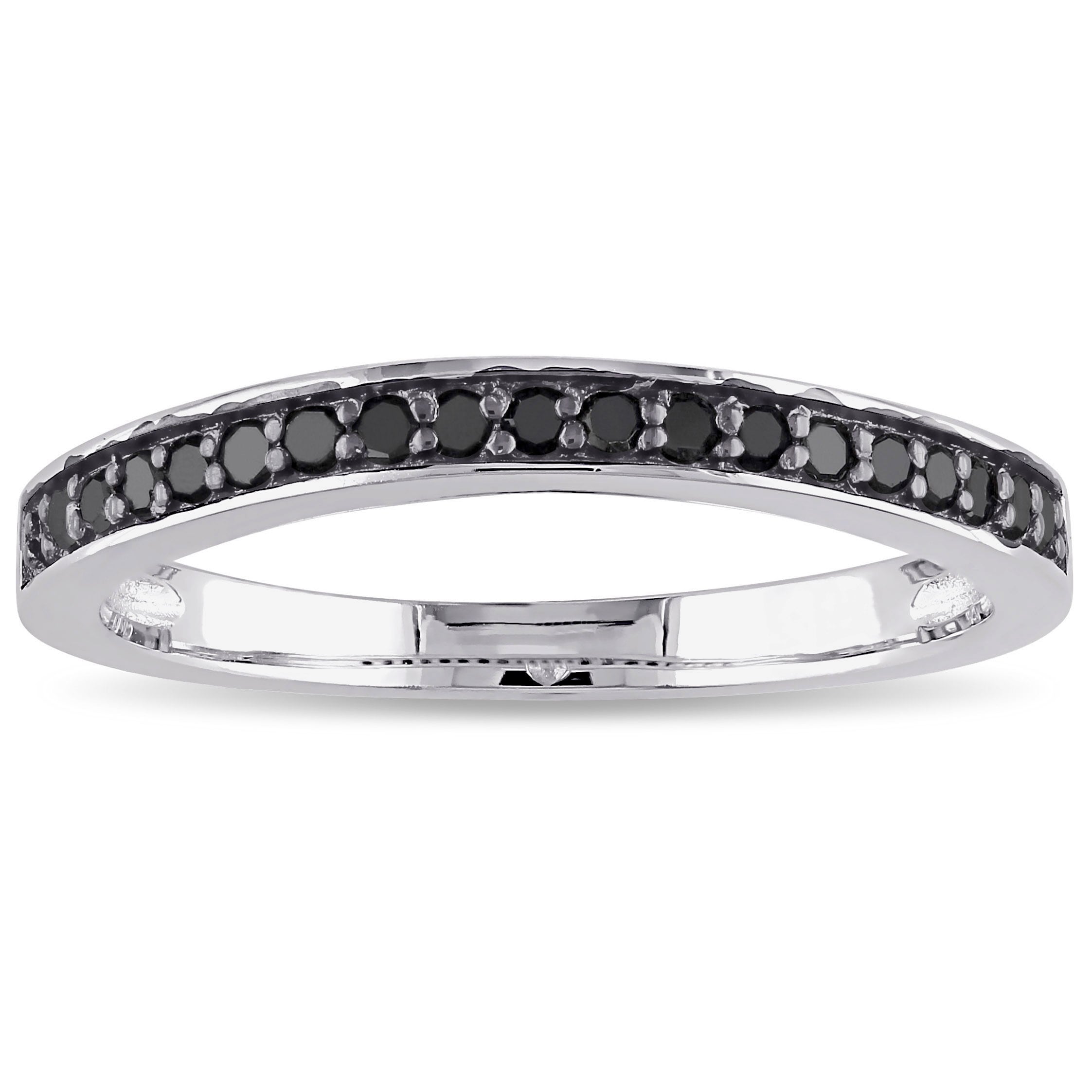Miadora Sterling Silver 1/5ct TDW Black Diamond Anniversary Style Stackable Wedding Band Ring