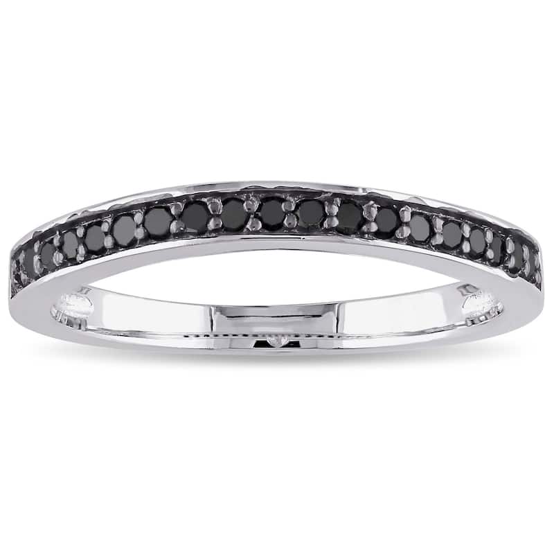 Miadora Sterling Silver 1/5ct TDW Black Diamond Anniversary Style Stackable Wedding Band Ring - 5
