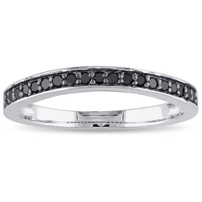Miadora Sterling Silver 1/5ct TDW Black Diamond Anniversary Style Stackable Wedding Band Ring