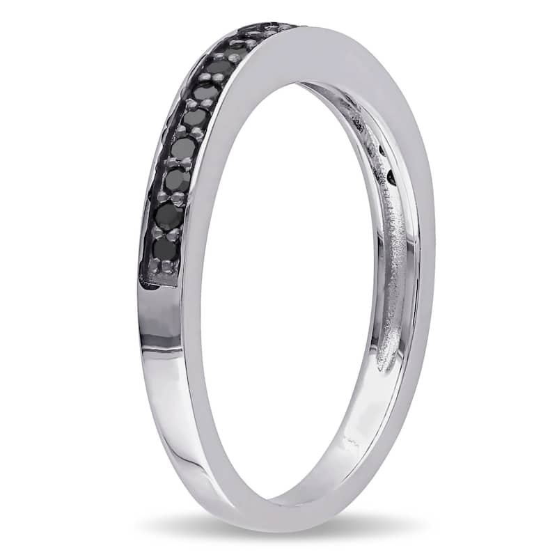 Miadora Sterling Silver 1/5ct TDW Black Diamond Anniversary Style Stackable Wedding Band Ring