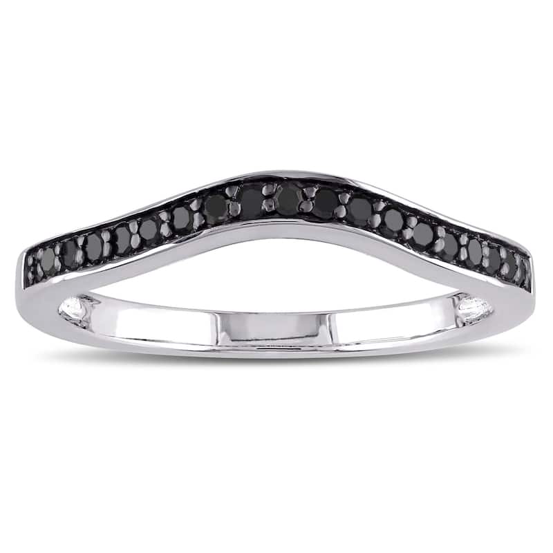Miadora Sterling Silver 1/5ct TDW Black Diamond Contour Wedding Band Ring - 5