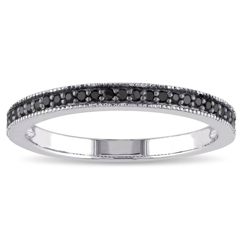 Miadora Sterling Silver 1/8ct TDW Black Diamond Anniversary-style Stackable Wedding Band - 5