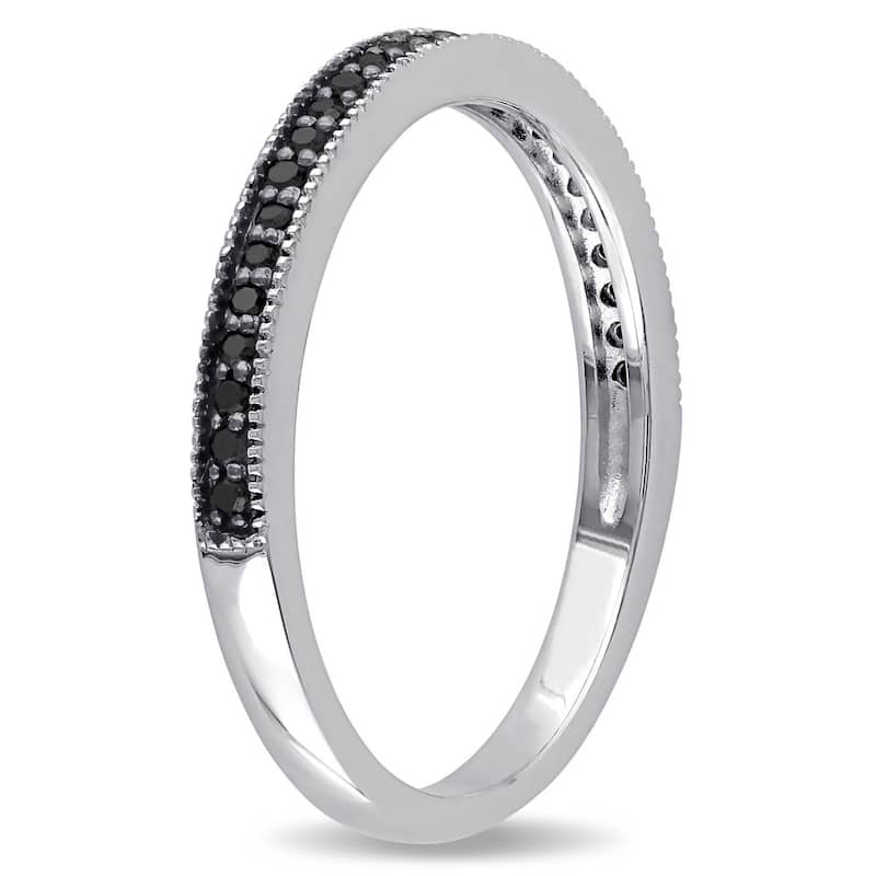 Miadora Sterling Silver 1/8ct TDW Black Diamond Anniversary-style Stackable Wedding Band